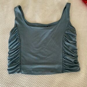 Ruched blue crop top